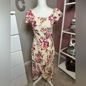 Band of Gypsies Pink and Cream Floral High Low Dress